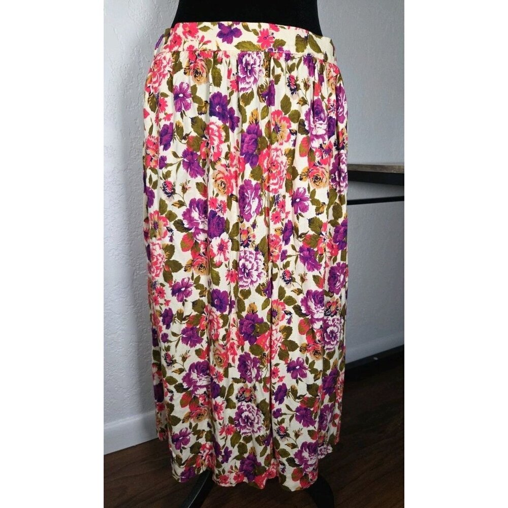 Vintage Pliers Brand Multi Colored Floral Skirt Size 14 100% Rayon